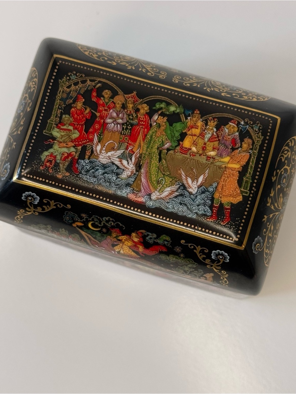 Vintage Palekh Style Trinket Box USSR Fairy Tale Box 1989